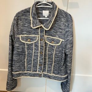 NWT Anthropologie Women’s Tweed inspired Trucker Jacket XL